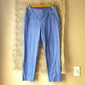 Cartonnier Anthropology blue cream shell print cropped Charlie Trouser s…